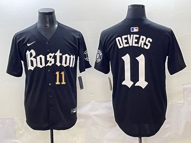 Men 2025 Boston Red Sox 11 Devers Black Five generations Joint Name Nike MLB Jersey style 2